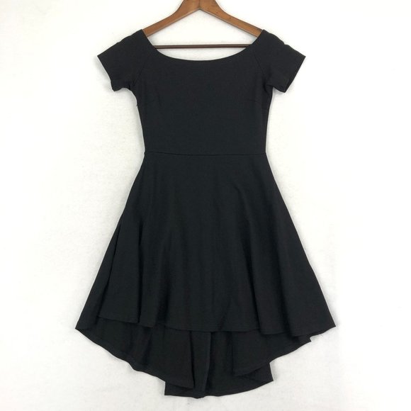 Sarin Mathews Women's Size Small Black Short Sleeve High-Low Stretch Mini Dress - Picture 1 of 11